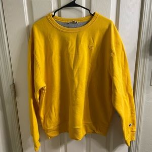 Rare Vintage Yellow Champion Y2K C Logo Crewneck Sweatshirt with Locker Loop